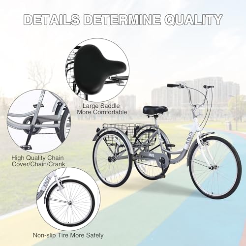 24'' 7 Speed 3 Wheel Tricycle with Shopping Basket D170088