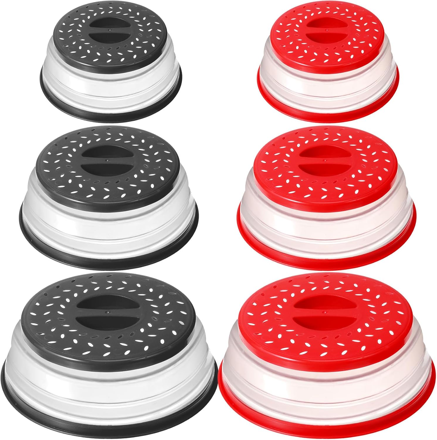6 Pcs Collapsible Microwave Splatter Cover 3 Size Plastic BPA Free Silicone U3146