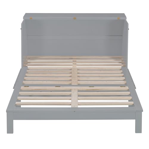 Queen Size Murphy Bed Cabinet Wall Bed with USB and Storage Drawer L14505