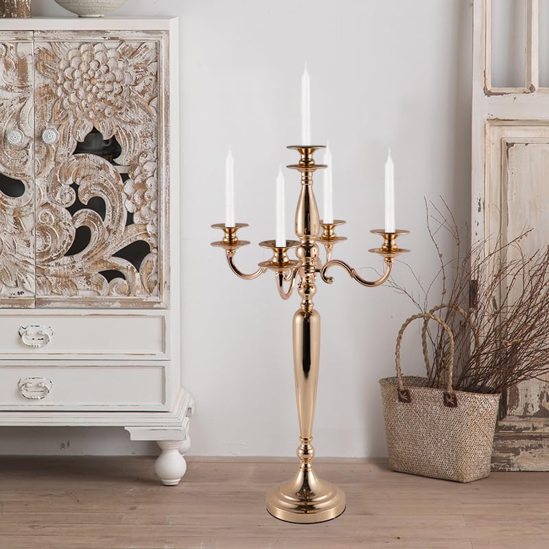 4Pcs 5 Arm Gold Metal Candelabra J44702