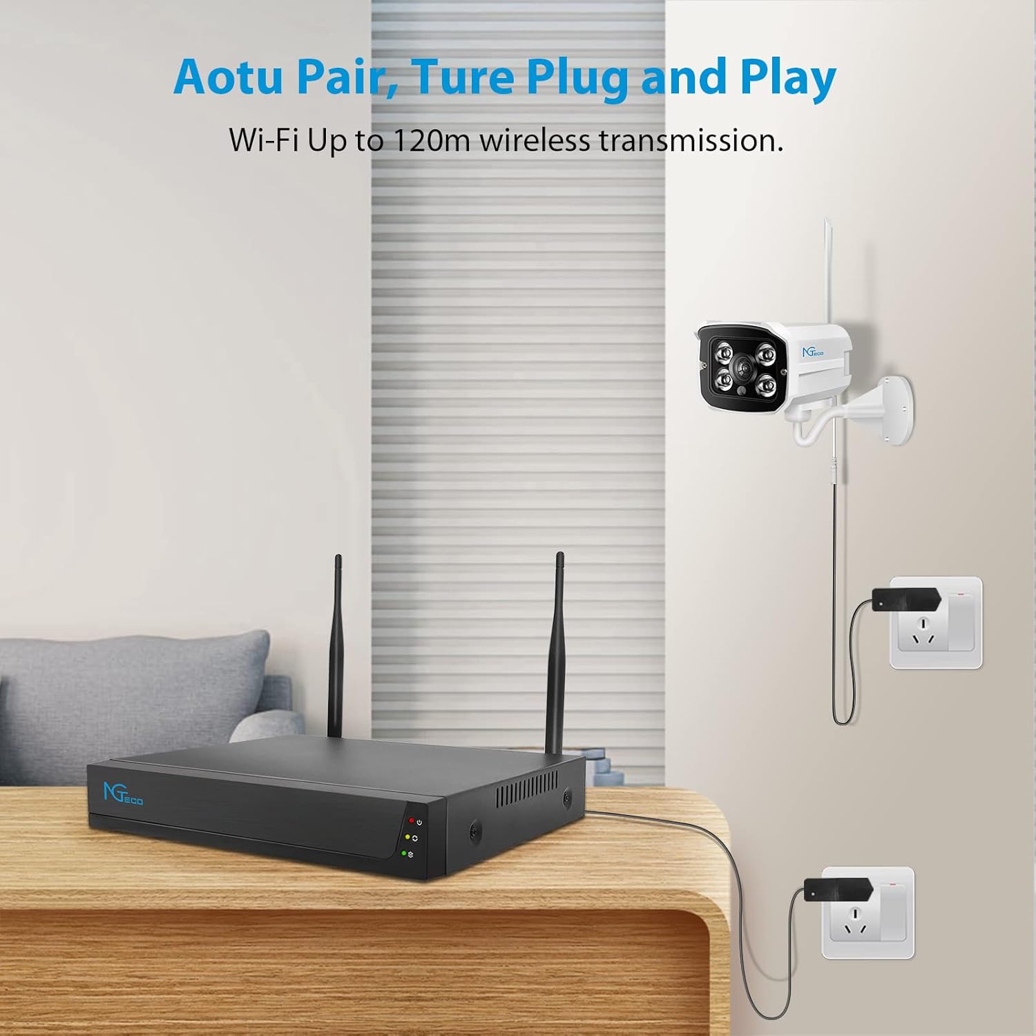 4Pcs Wireless Security Camera System with 1TB Hard Drive Two-Way Audio Night Vision B626249