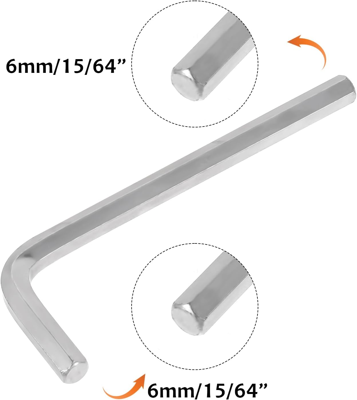 8pcs Hex Key Set Silver 1.5-6 mm L Shape Allen Wrench A234
