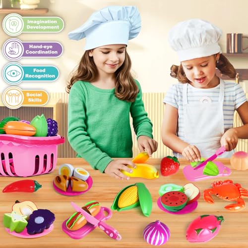 100 Pcs Play Food Set with 2 Baskets K828282
