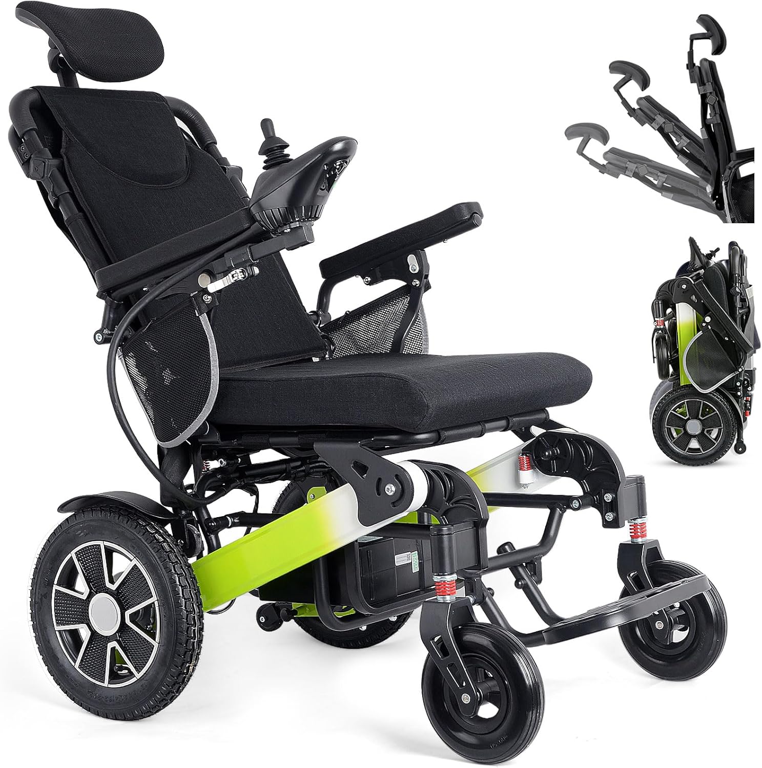 500W Reclining Electric Wheelchair, 21 Miles Travel Range, Foldable All Terrain Motorized Wheelchair F233