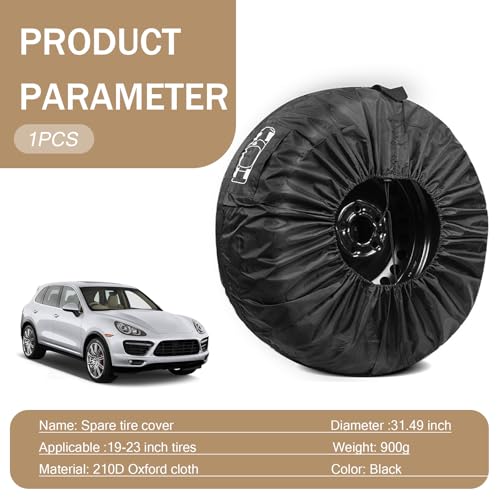 Black 41.33" x 18.11" Car Spare Tire Cover U4748