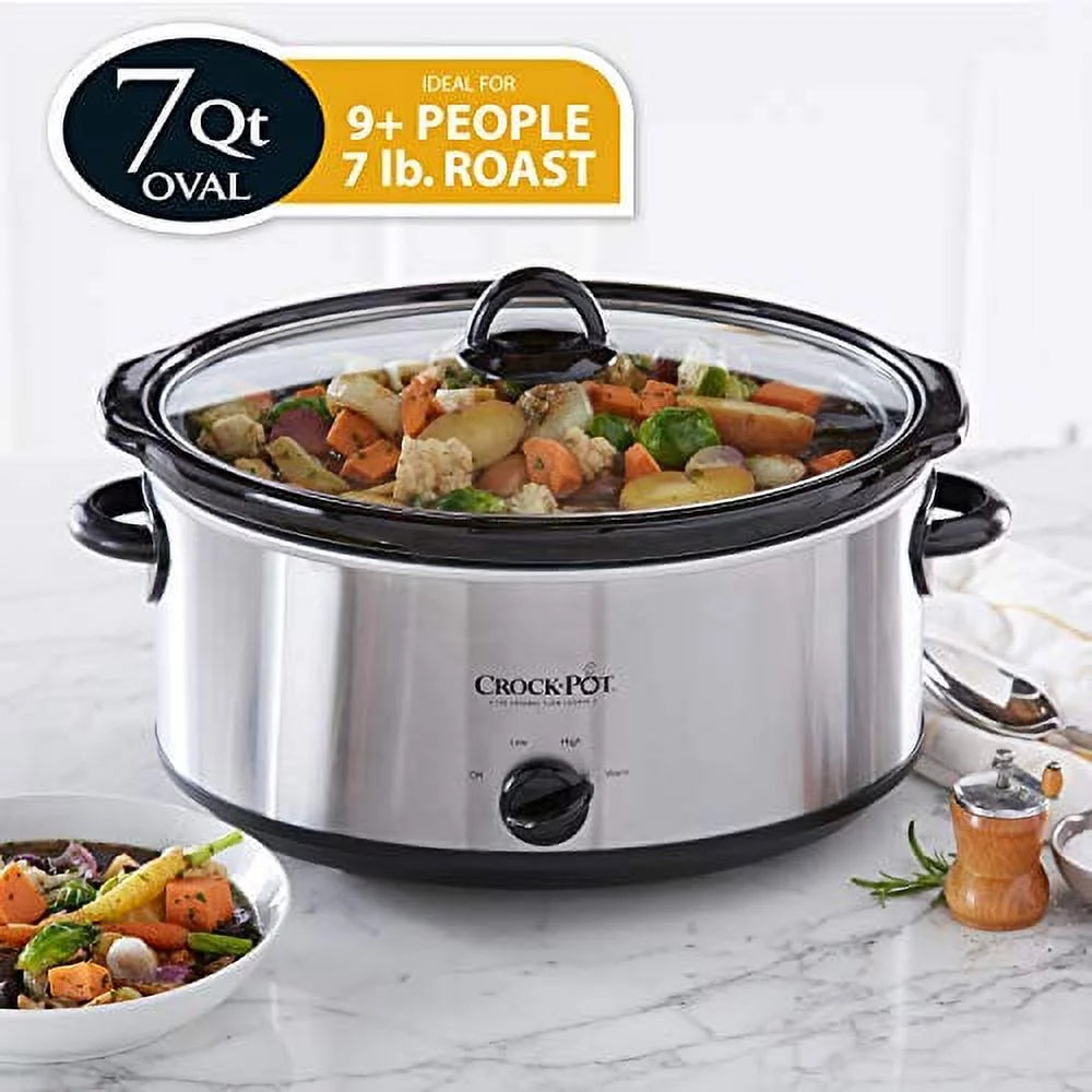 7 Quart Oval Manual Slow Cooker Stainless Steel A31731