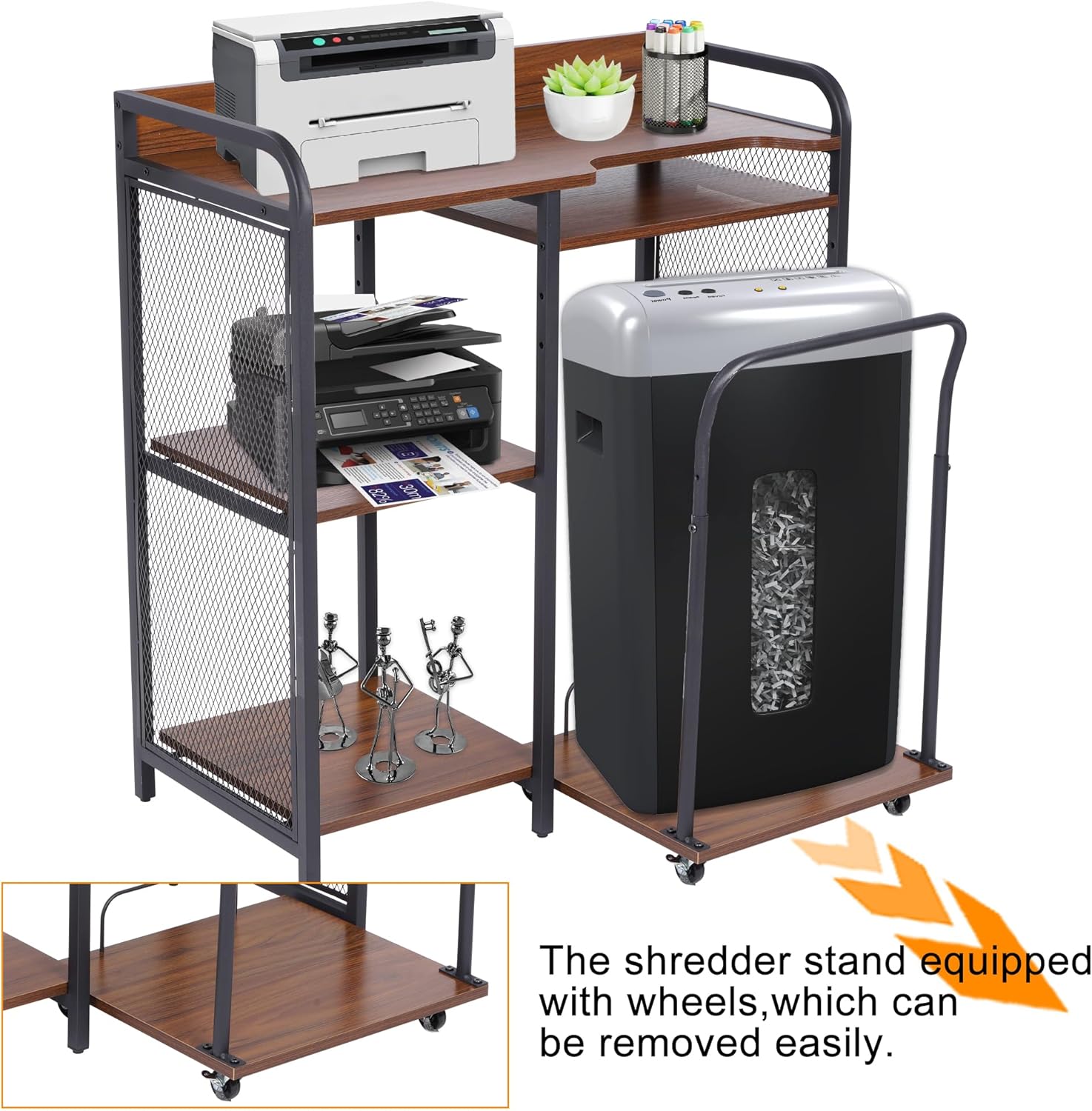 Printer Stand with Storage, 3 Tier Printer Table with Adjustable Storage Rack H280017