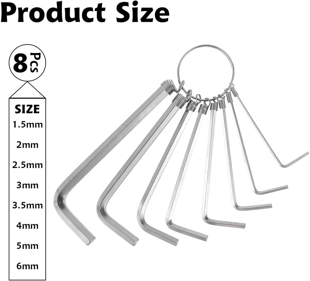 8pcs Hex Key Set Silver 1.5-6 mm L Shape Allen Wrench A234