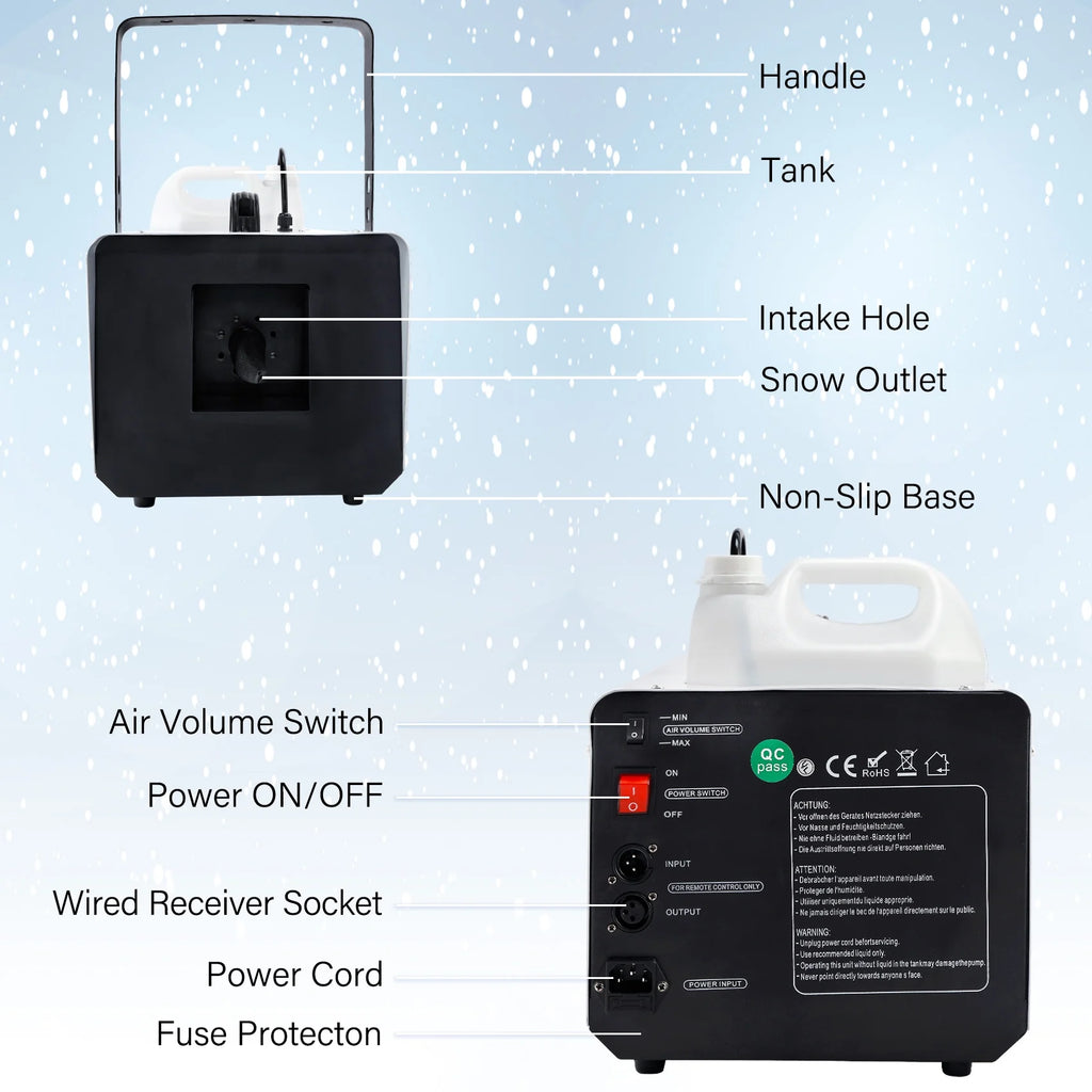 1500W Snow Machine Snowflake Maker with Wireless Remote L122