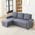 Light Grey Fabric Modular Sectional Sofa with Pullout Bed and Storage Chaise Y300