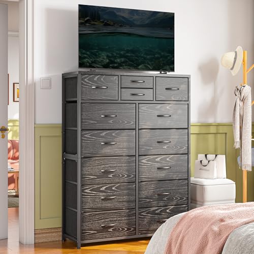 Pink 14 Drawer Fabric Dresser with Metal Frame J4267
