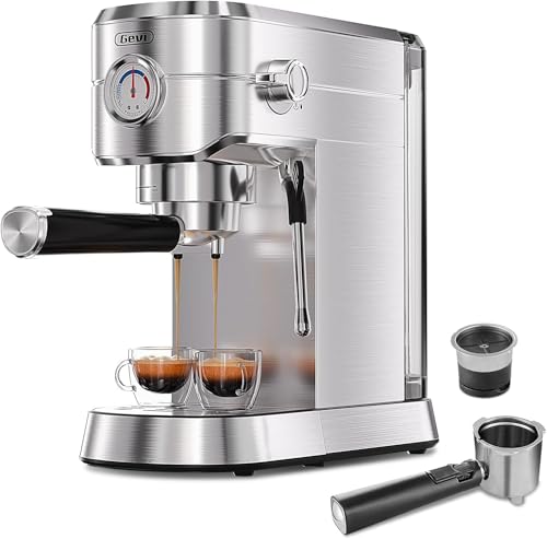Compact Stainless Steel Espresso Machine with Steam Wand R11636