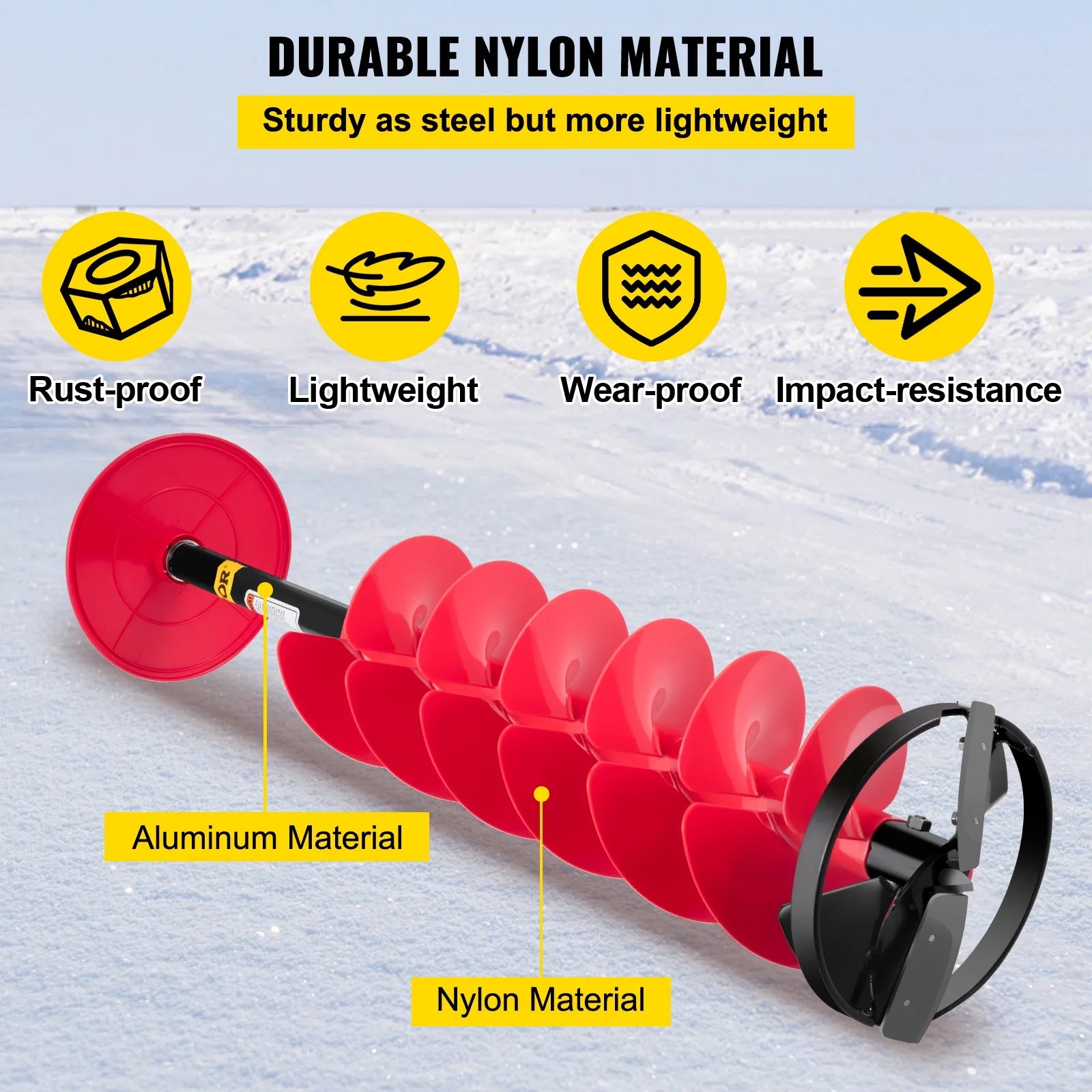 6'' Nylon Ice Auger with 11.8" Extension Rod F506