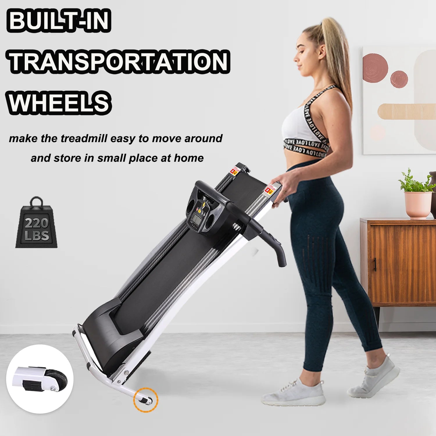 White Foldable Electric Treadmill H227
