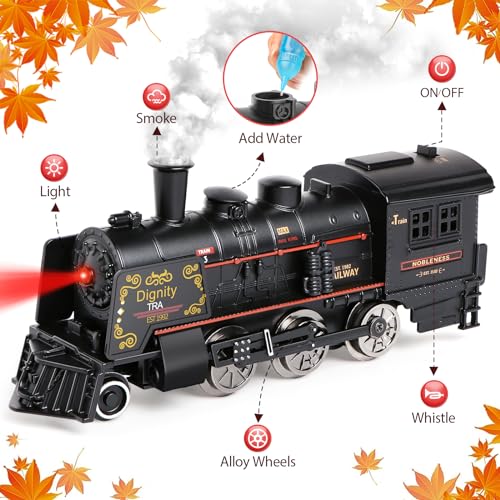 Metal Alloy Electric Train Set with Steam Locomotive, Cargo Cars & Tracks O1485
