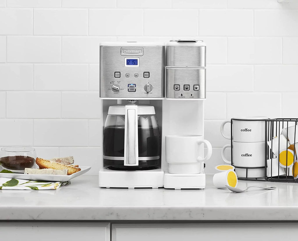 White Stainless Steel 12-Cup Coffeemaker and Single-Serve Brewer D37020