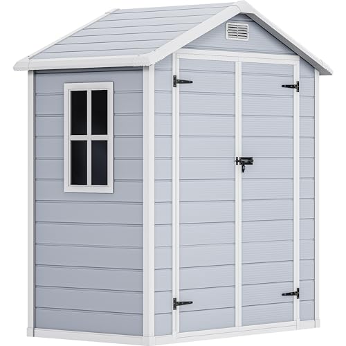 Gray 6x4 FT Outdoor Resin Storage Shed with Floor V2679