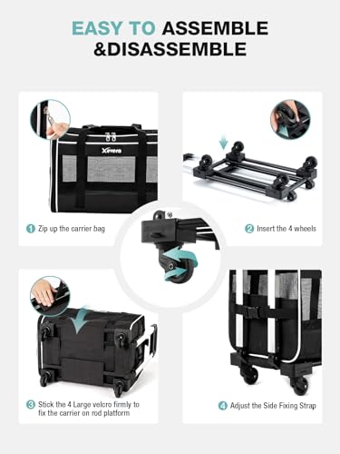 Black Rolling Pet Carrier with Wheels Z384