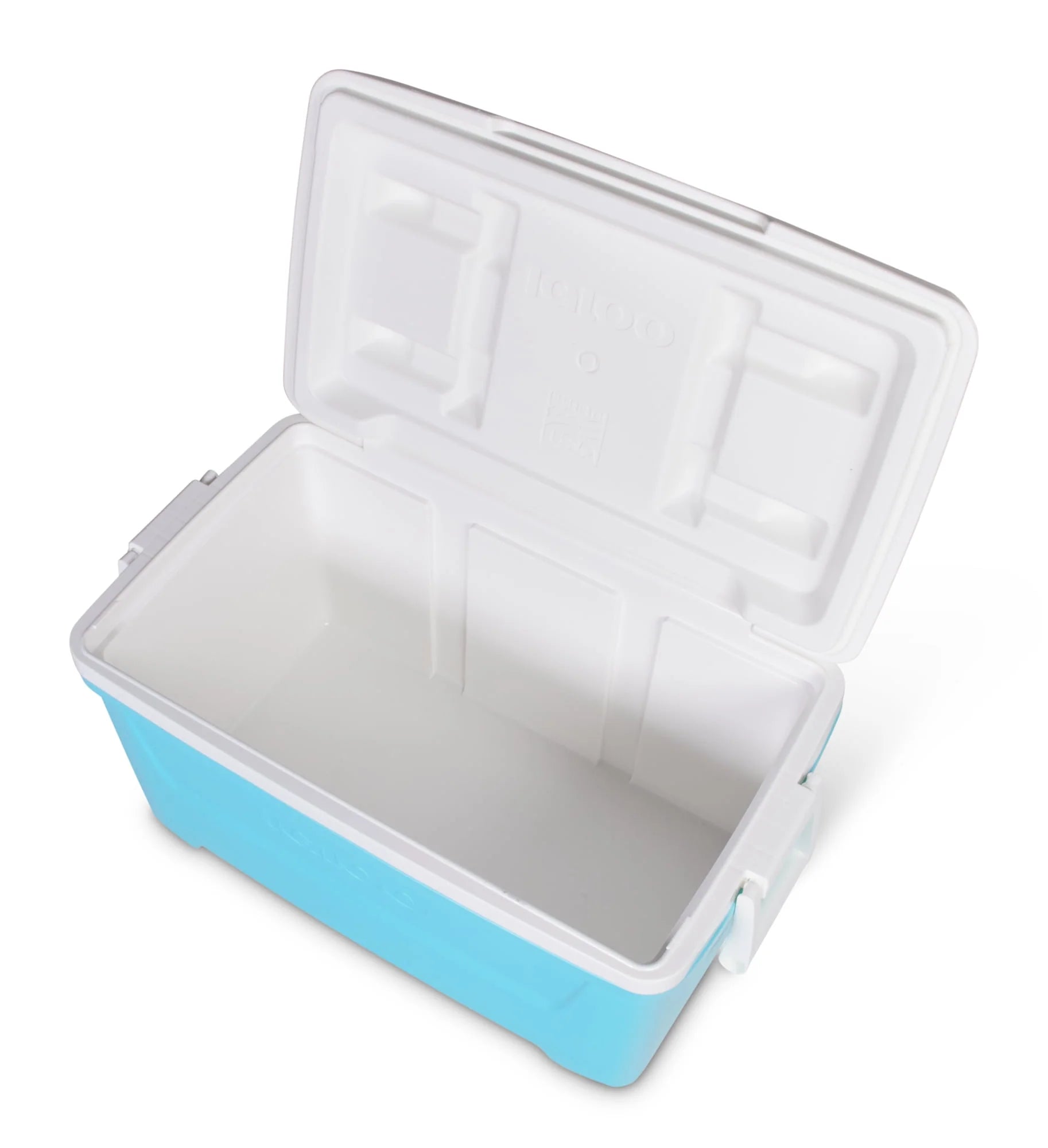 48 QT Hard-Sided Ice Chest Cooler, Aqua Blue and White R96175