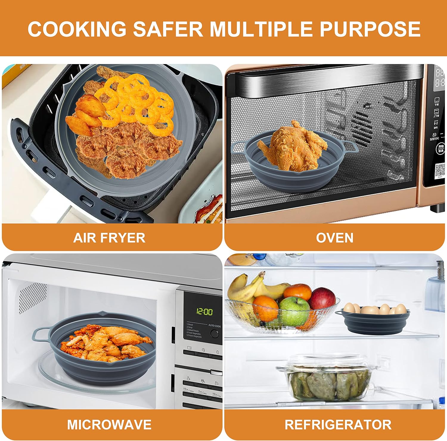 2 Pack 7.5inch Reusable Non Stick Silicone Air Fryer Liner K256205