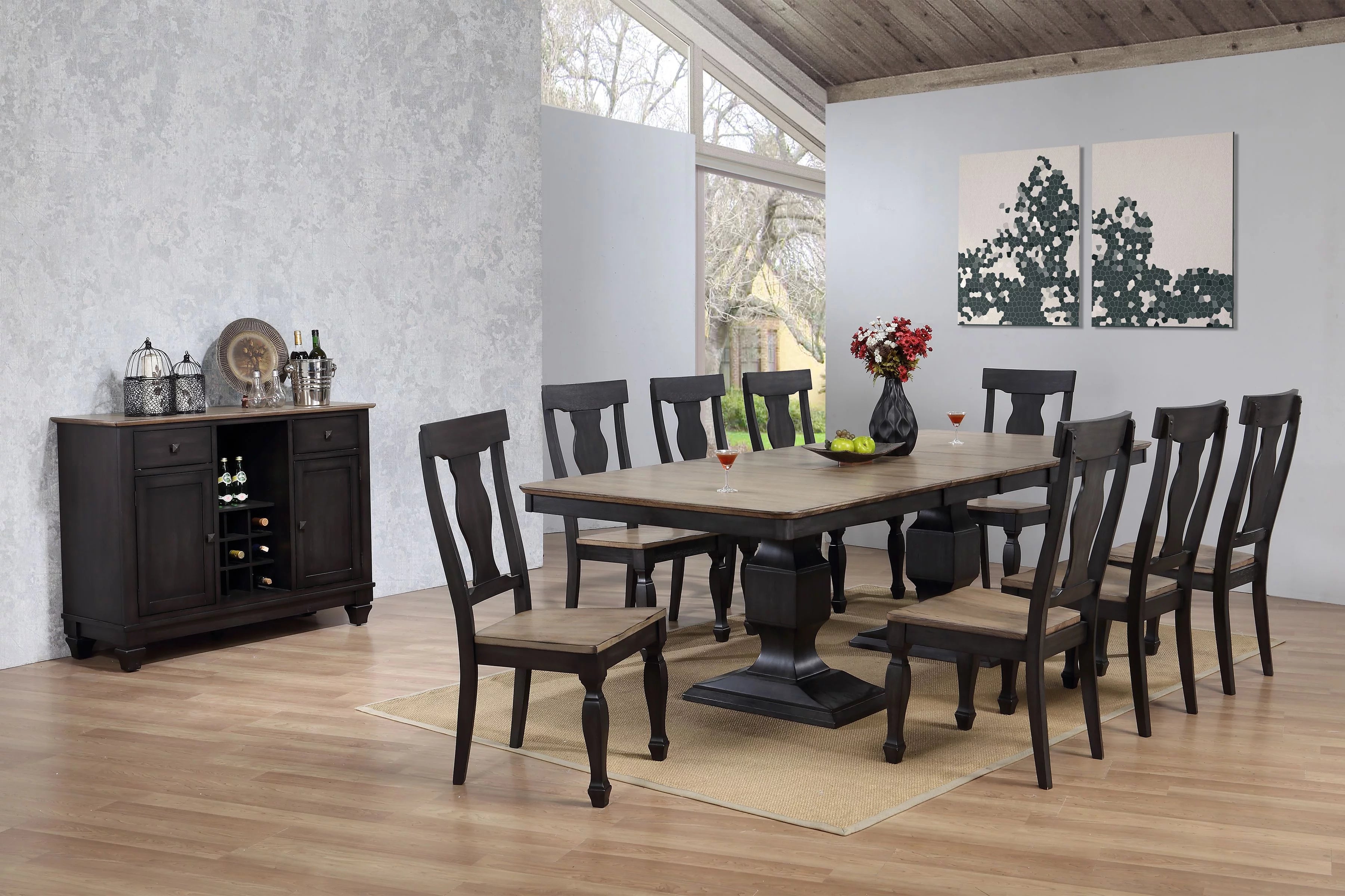 9 Piece Extendable Dining Table and 8 Chairs Set V4562