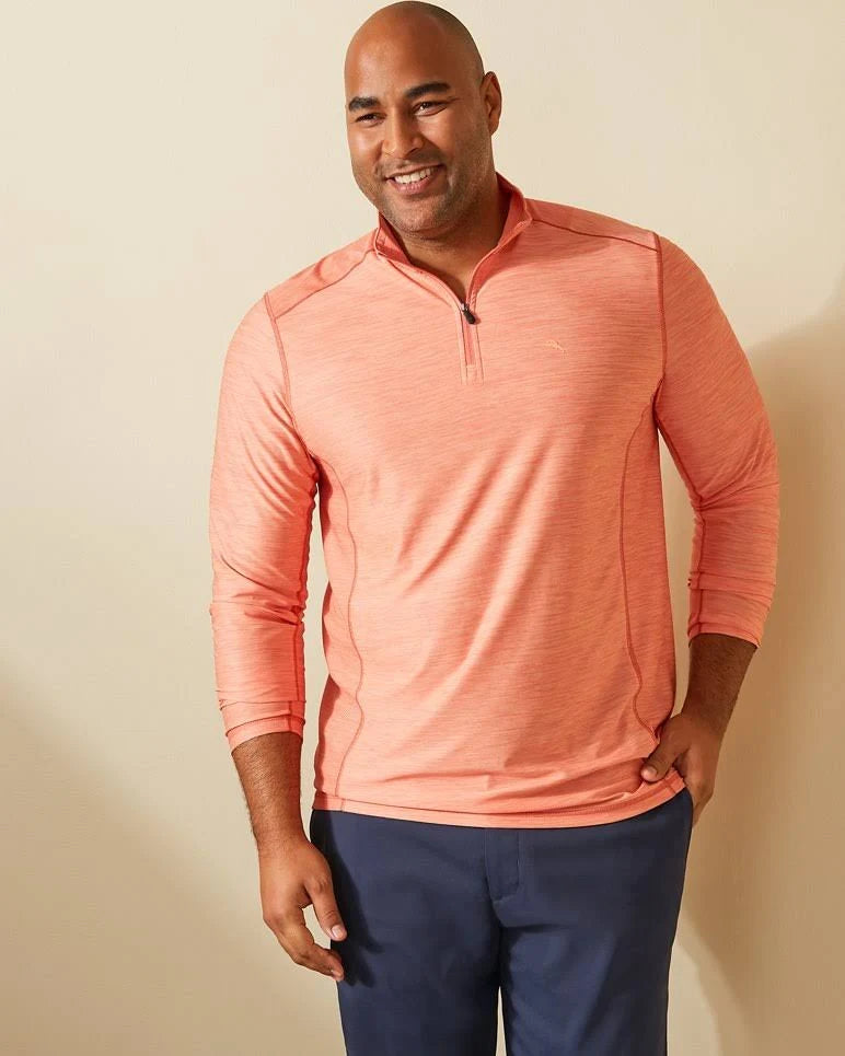 Men's Big & Tall Half-Zip - Peach Parrot - Size 1XLB S810