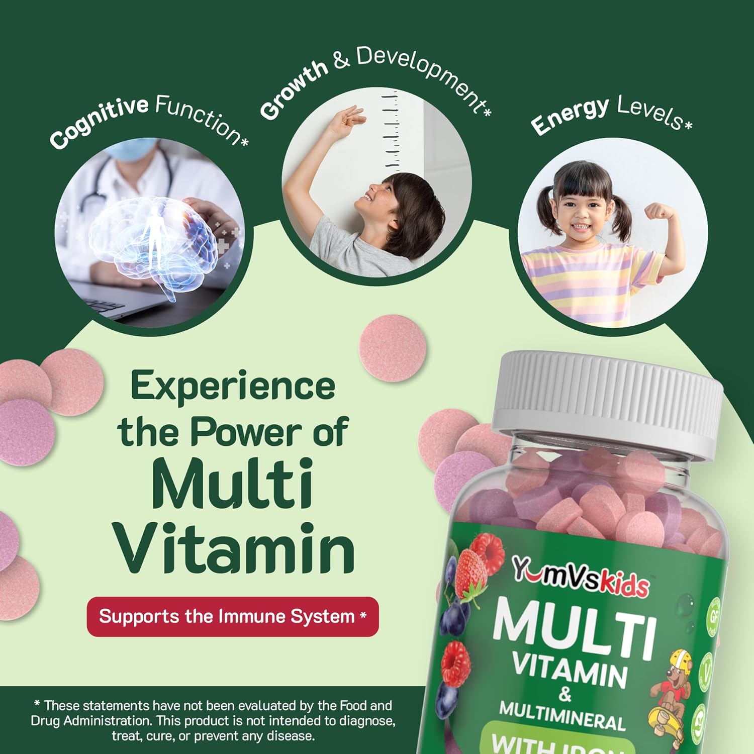Kids Chewable Multivitamin with Iron, 120 Tablets C209