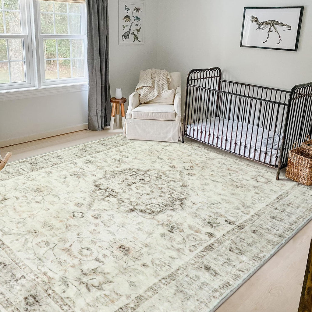 Machine Washable Area Rugs 8x10 Taupe N40618