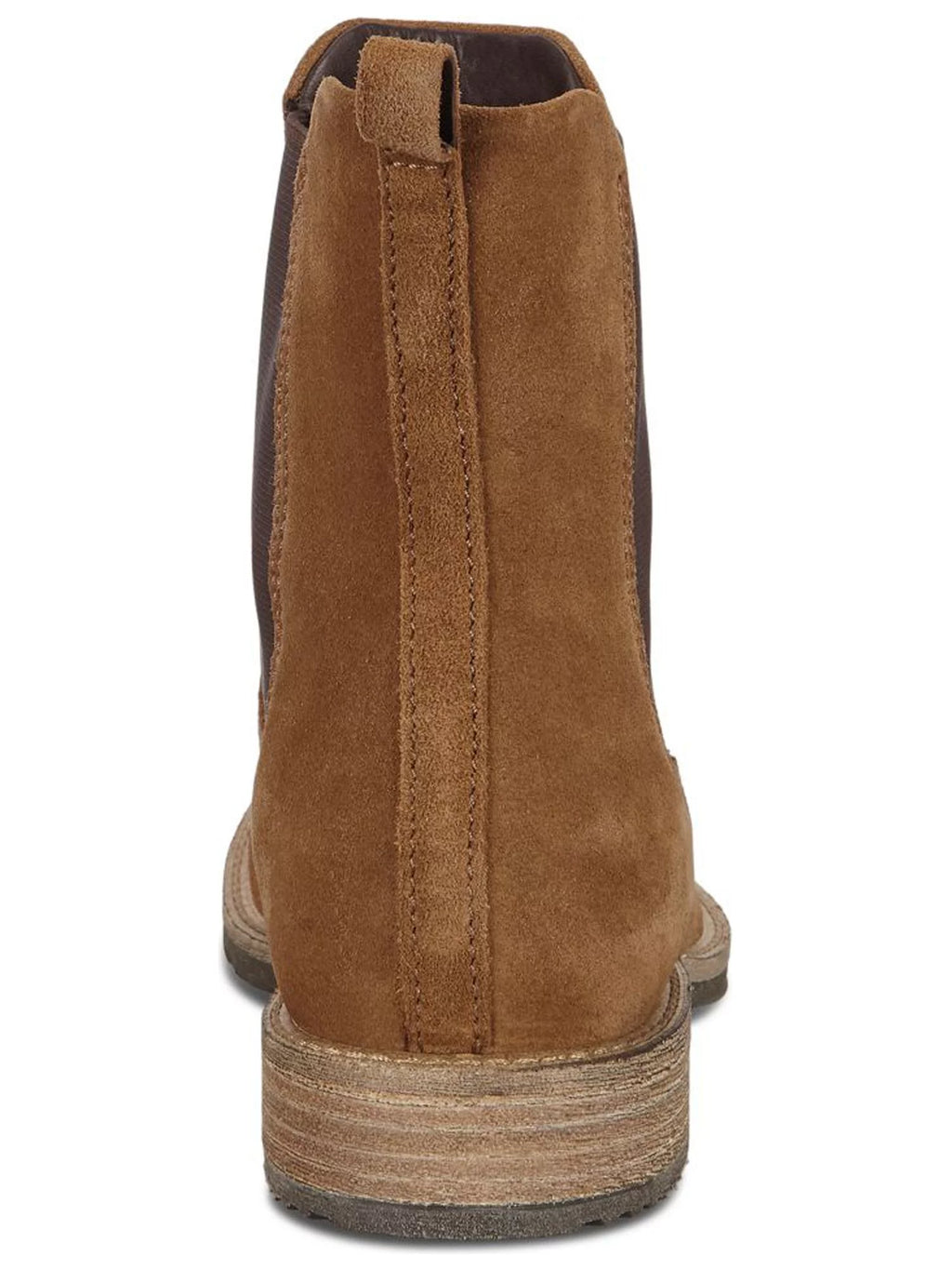 Camel Brown Elastic Side Panels Pull-Tab Back Padded Round Toe Block Heel Chelsea U638565