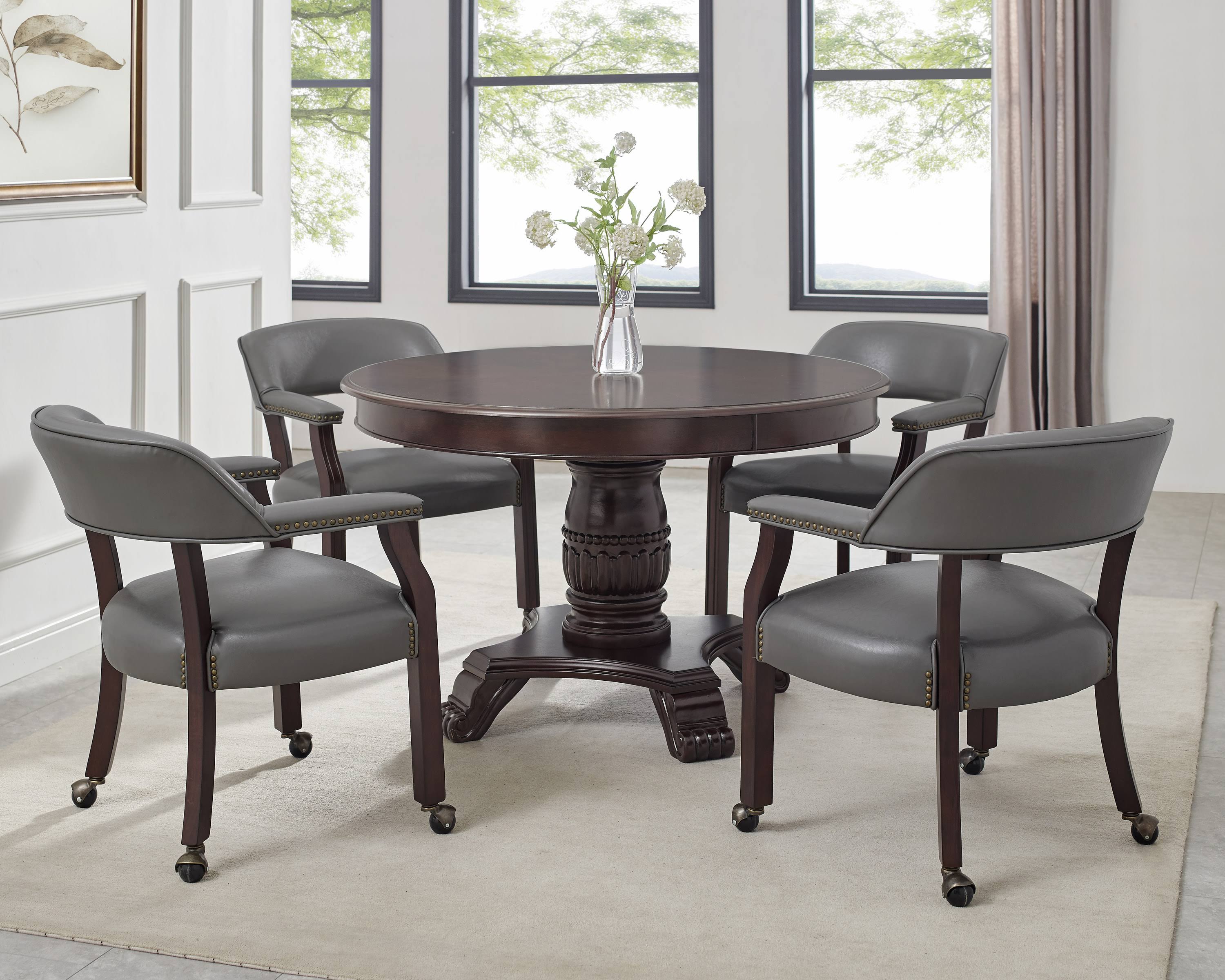 Gray Arm Chair with Casters E532