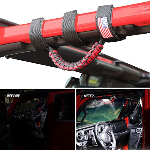 Black 2 Pack Roll Bar Grab Handles with Light for Jeep Wrangler T295944