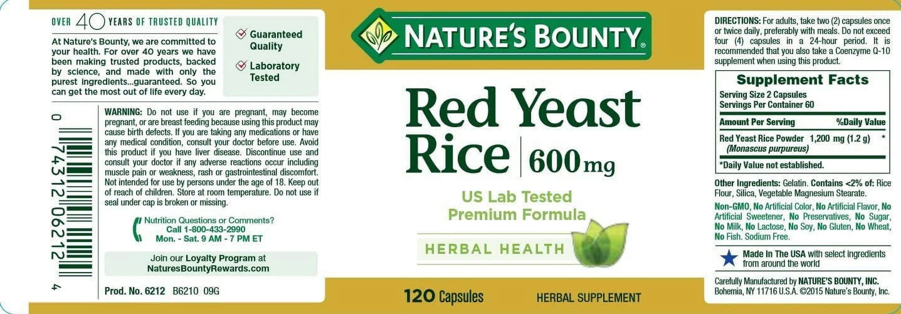Red Yeast Rice 600mg 120 Capsules (Pack of 6) B538