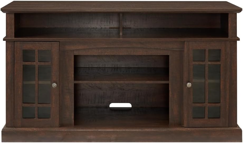 Brown MDF Veneer Corner TV Stand with Storage R61647