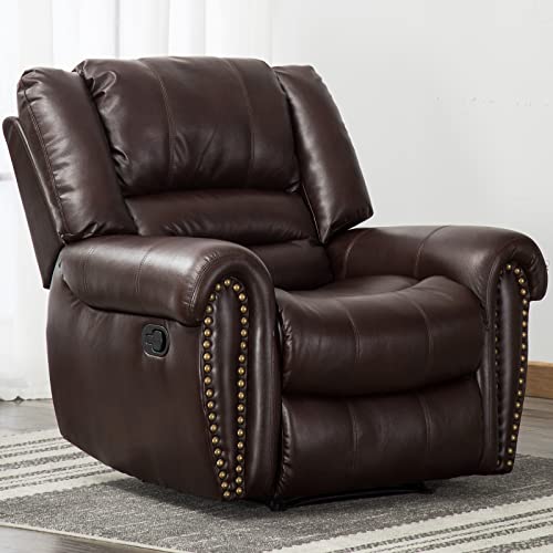 Leather Recliner Chair Set of 2, Nut Brown D558