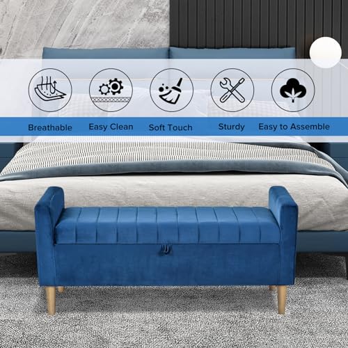 Gray Velvet Upholstered Storage Ottoman Bench C69706