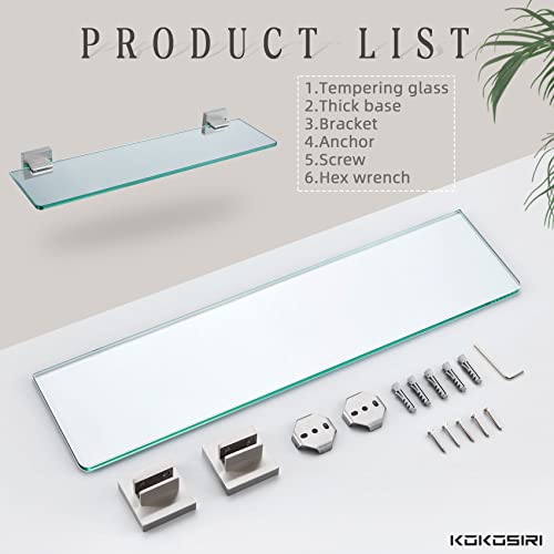 16'' x 5.6'' Tempered Glass Wall Mounted Shelf I48606