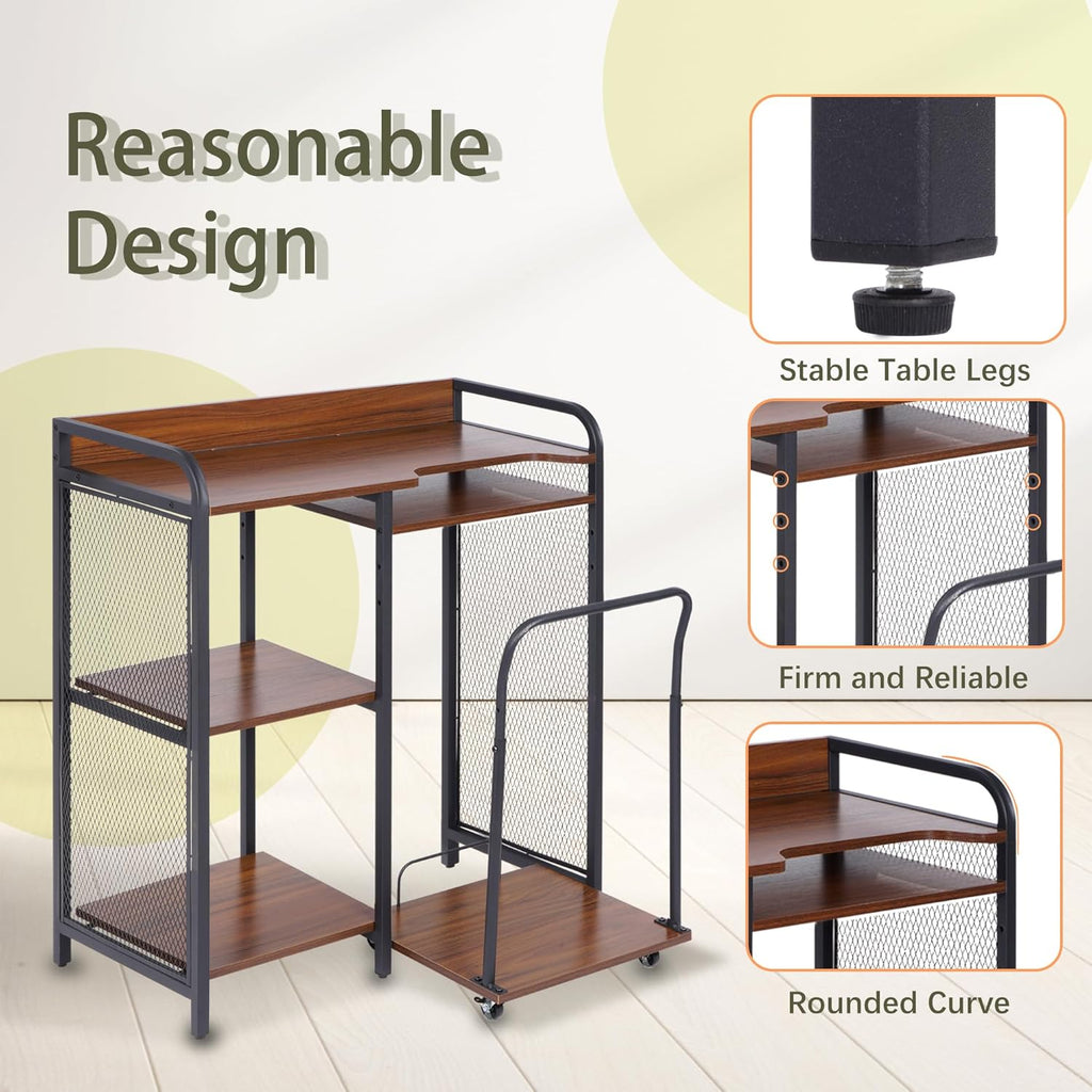 Printer Stand with Storage, 3 Tier Printer Table with Adjustable Storage Rack H280017