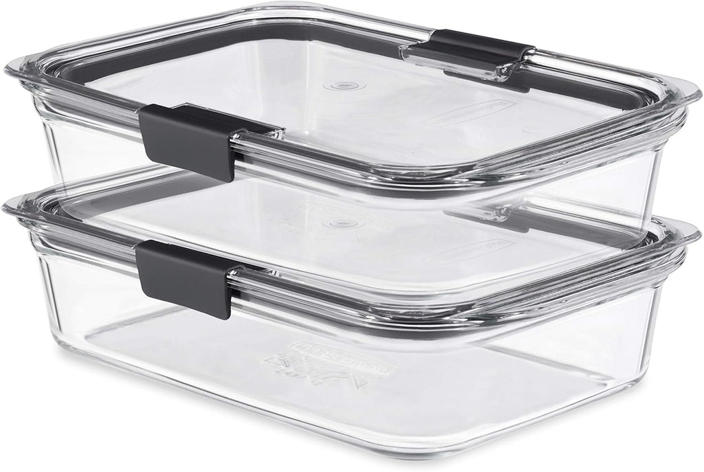 8-Piece Glass Food Storage Containers with Lids, Clear/Grey X7342