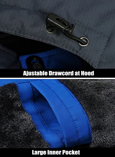 Men's Winter Water Resistant Ski Snow Jacket Fleece Parka Raincoats With Multi-Pockets A867049