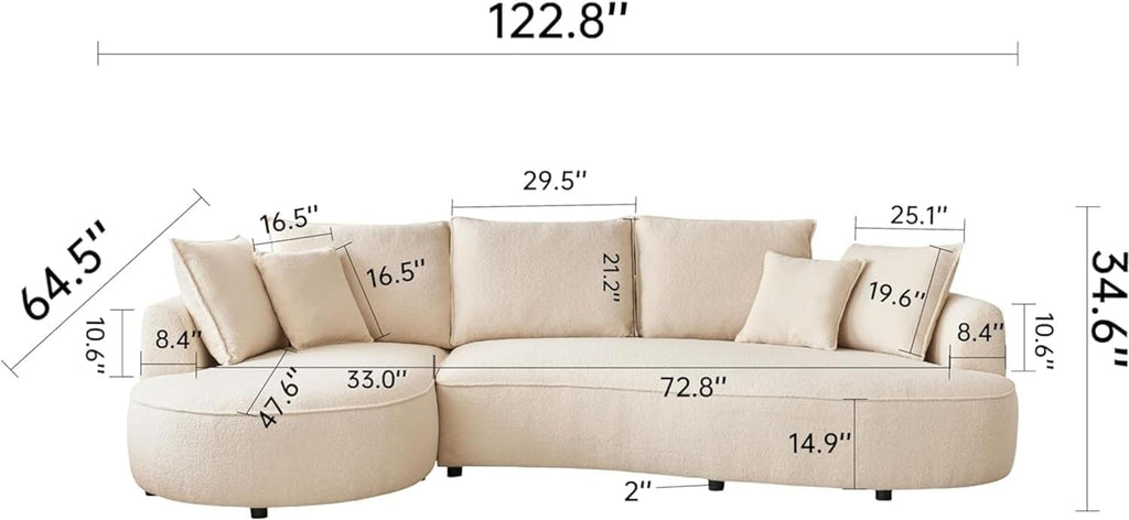 Beige Boucle Fabric Curved Modular Sectional Sofa R869156
