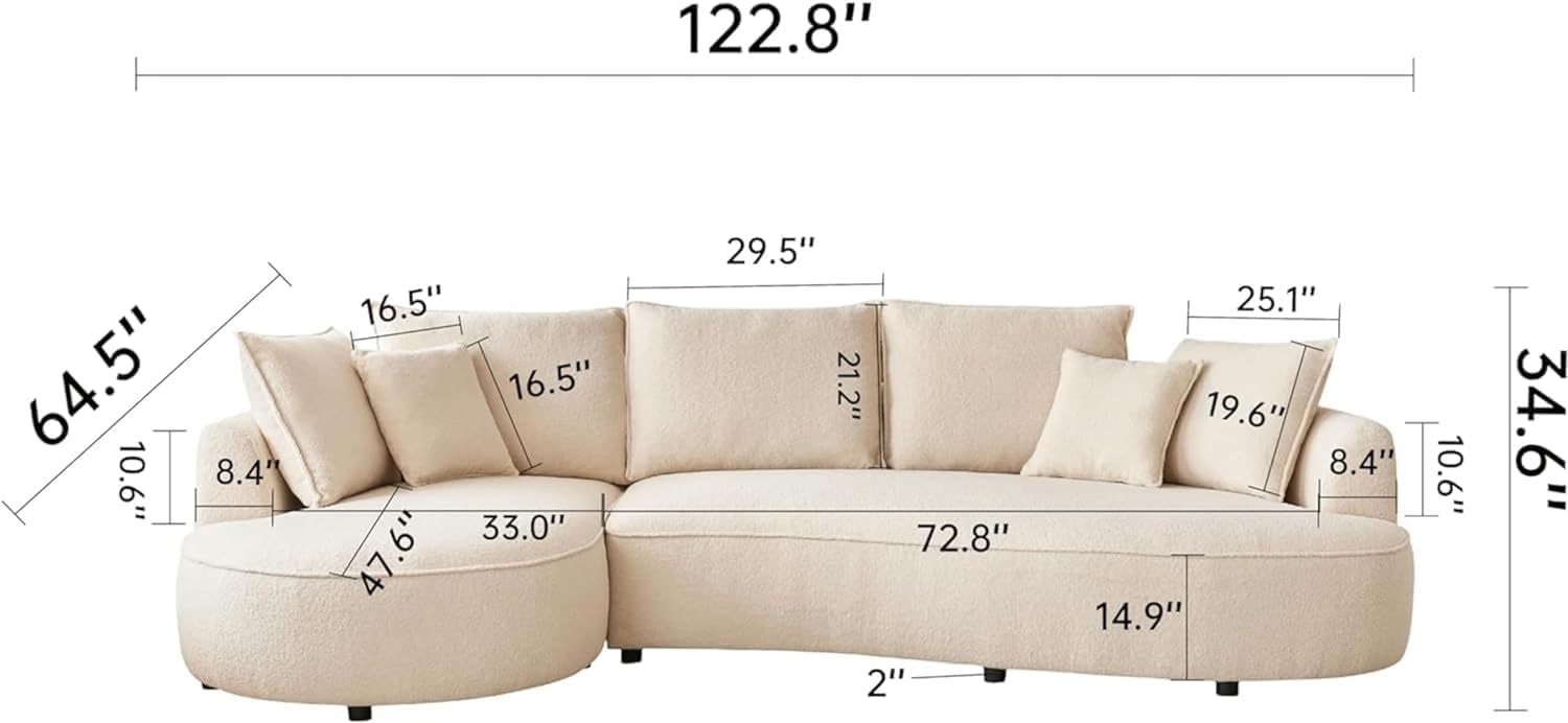 Beige Boucle Fabric Curved Modular Sectional Sofa R869156