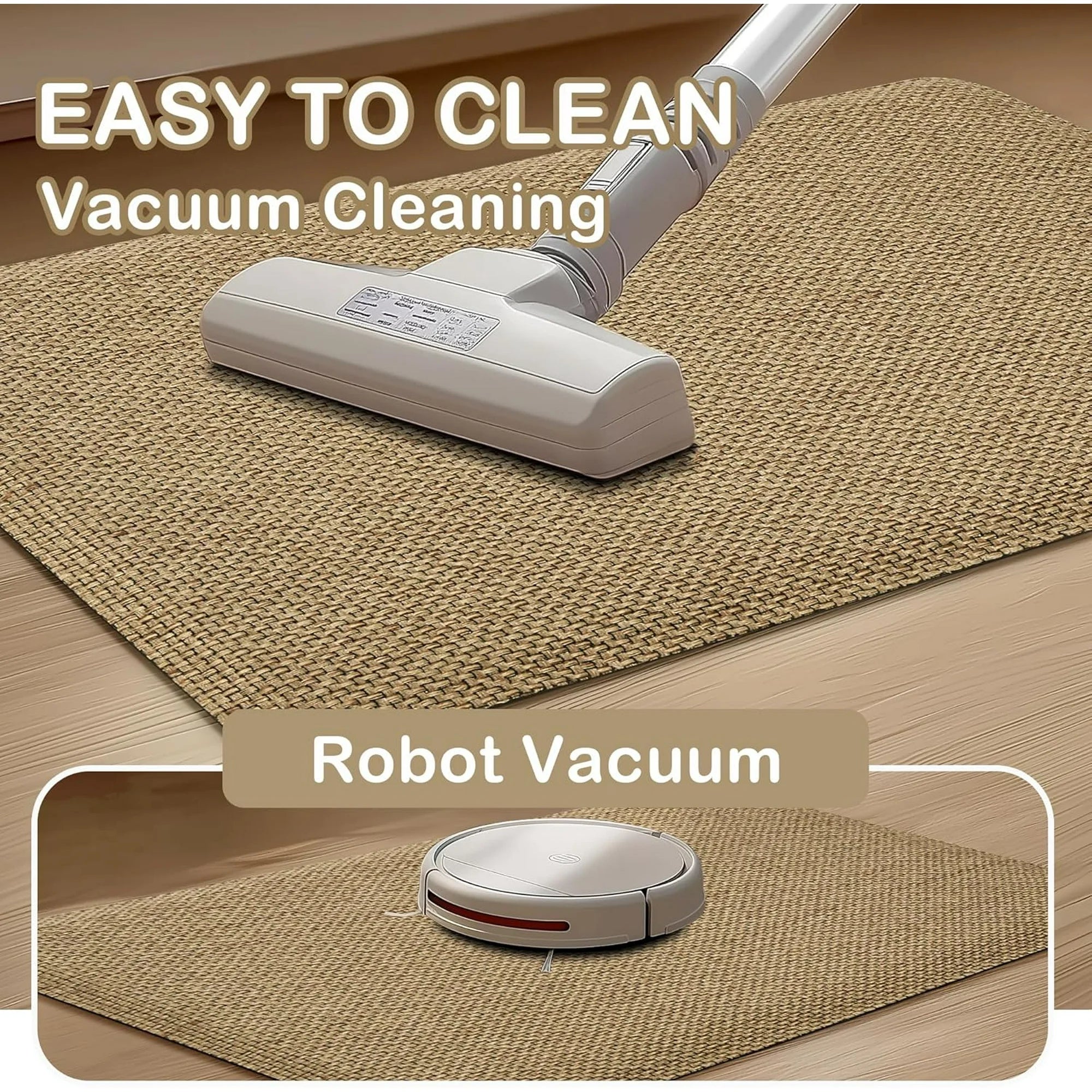Beige Cushioned Anti-Fatigue Kitchen Mats 2PCS 17.3"x28" 17.3"x47" I6502