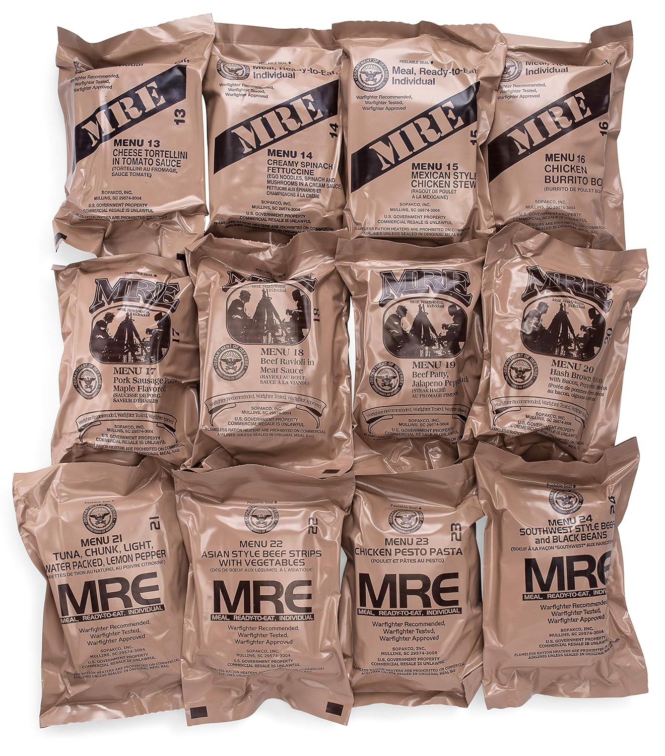 12 ct MRE Meals Ready to Eat Case Menus 13-24 F91233