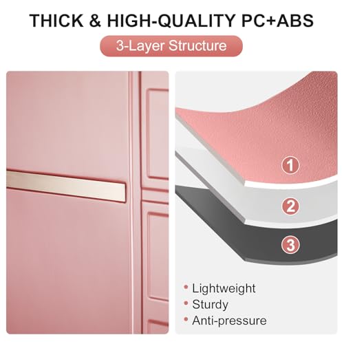 3 Piece Expandable Luggage Set PC+ABS Hard-Side Spinner Suitcase 20in 24in 28in Rose Gold M993931