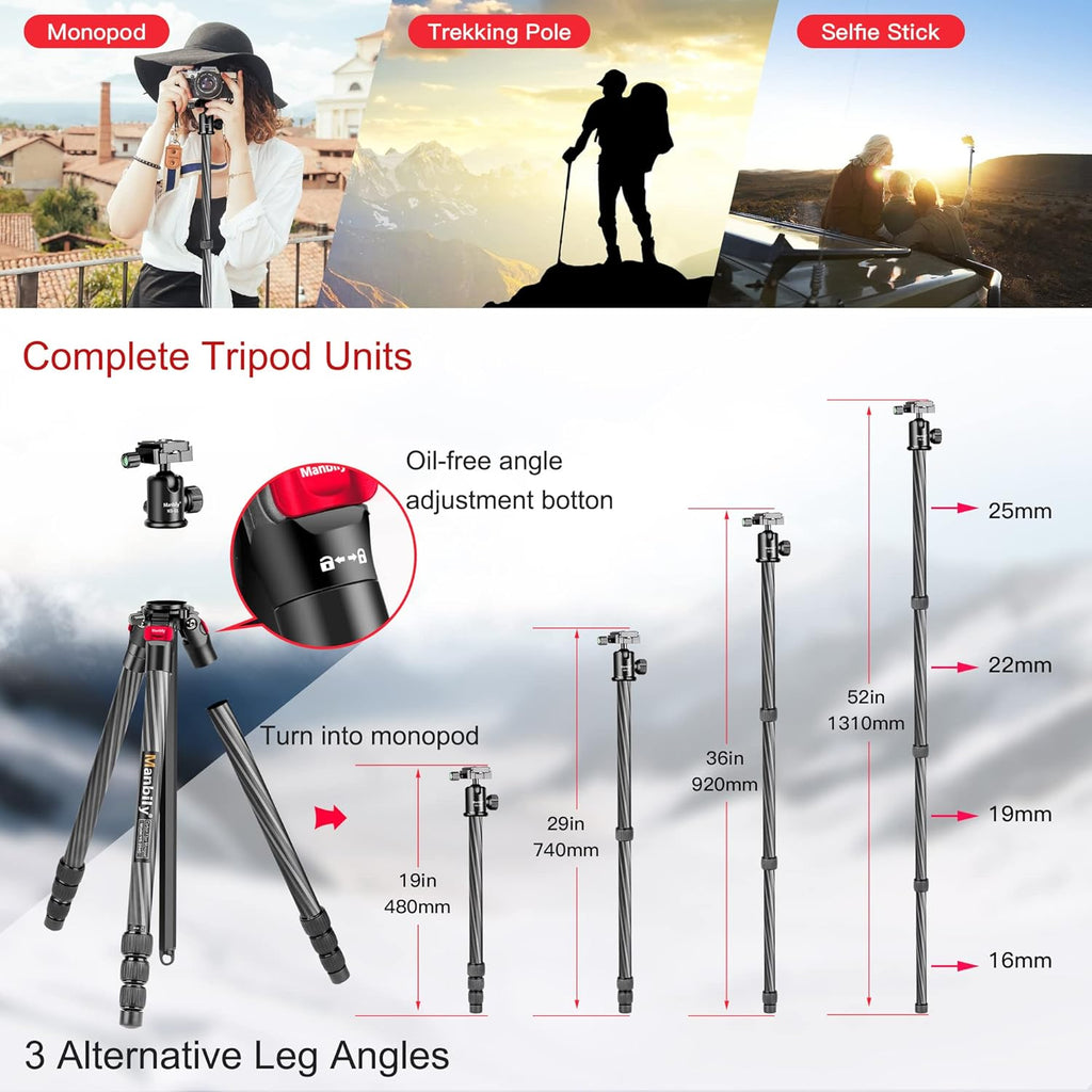 63 Carbon Fiber DSLR Camera Tripod Monopod Kit X914718