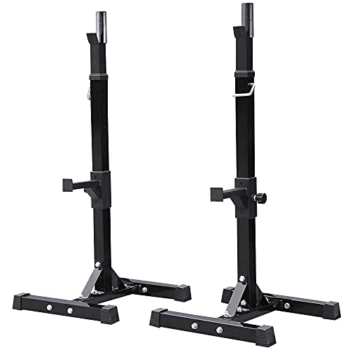 Pair of Adjustable Solid Steel Squat Rack Stands O494