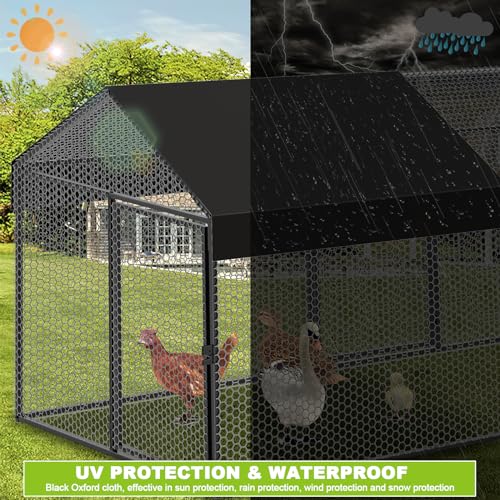 Large Metal Chicken Coop Run with Cover 120" L×40" W×40" H Portable Poultry Cage Y994827