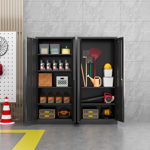 Black 71 inch Metal Storage Cabinet with 2 Doors and 4 Adjustable Shelves Z152