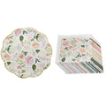 Pink Floral Paper Plates (Set of 16) and Paper Cocktail Napkins (Set of 30) R6280