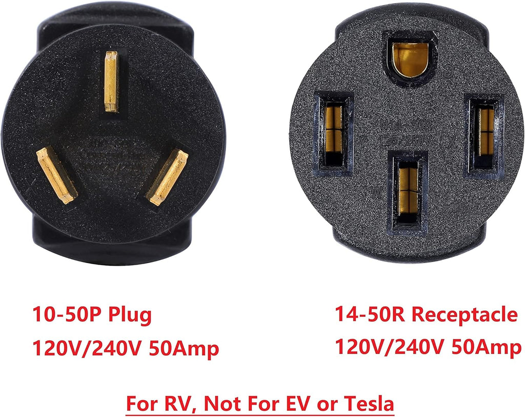 Compact 50 Amp 3 Prong Male Plug to 4 Prong Female Receptacle Power Cord Adapter Connector X818508